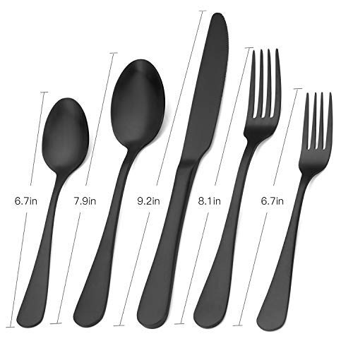 sharecook Matte Black Silverware Set,SHARECOOK Satin Finish 40-Piece Stainless Steel Flatware Set,Kitchen Utensil Set Service for 8,Tableware Cutlery Set for Home and Restaurant, Dishwasher Safe - Image 2