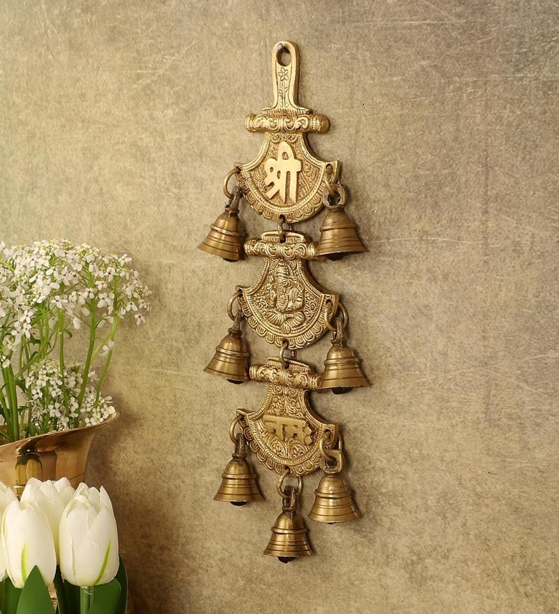 Klassic Shree Ganeshaya Namah Design Brass Hanging Bells Hanging Bells for Decoration Ghanti for Pooja Ghanti for Home Temple Decor Hanging Bells Pack of 1 Brass - Image 2