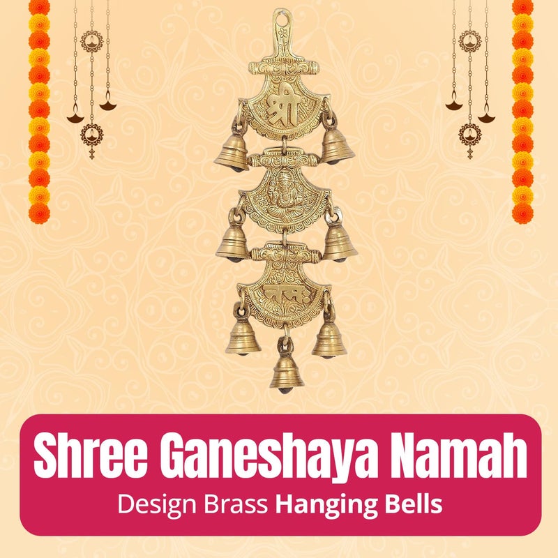Klassic Shree Ganeshaya Namah Design Brass Hanging Bells Hanging Bells for Decoration Ghanti for Pooja Ghanti for Home Temple Decor Hanging Bells Pack of 1 Brass - Image 5
