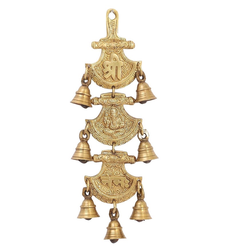 Klassic Shree Ganeshaya Namah Design Brass Hanging Bells Hanging Bells for Decoration Ghanti for Pooja Ghanti for Home Temple Decor Hanging Bells Pack of 1 Brass - Image 3