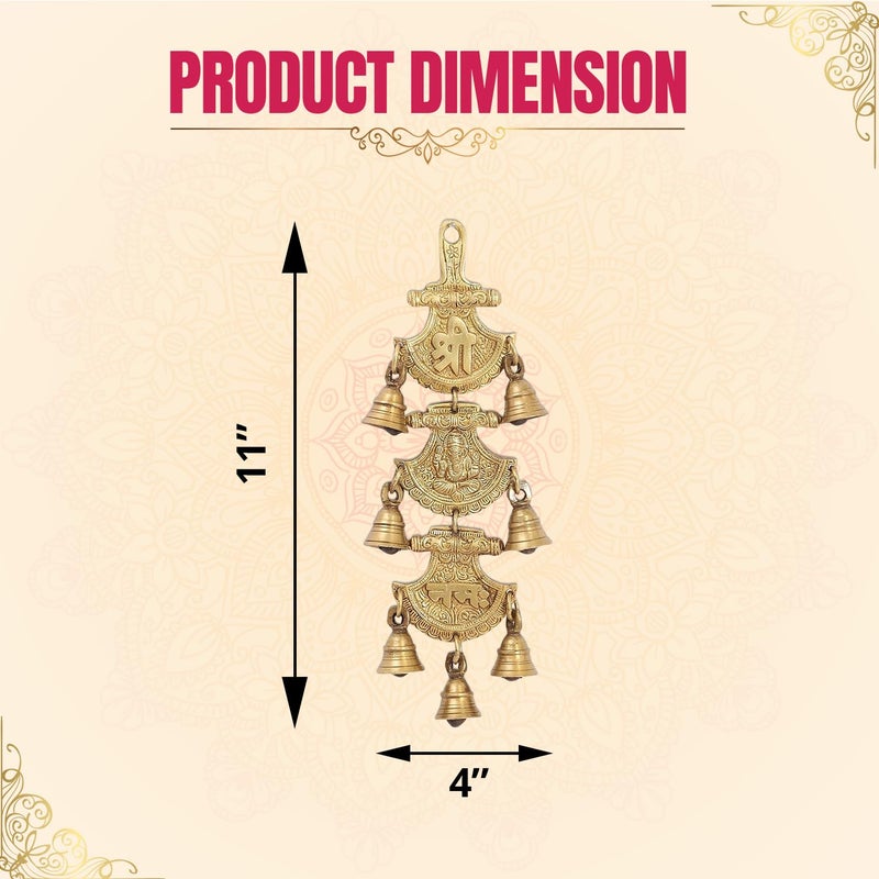 Klassic Shree Ganeshaya Namah Design Brass Hanging Bells Hanging Bells for Decoration Ghanti for Pooja Ghanti for Home Temple Decor Hanging Bells Pack of 1 Brass - Image 4