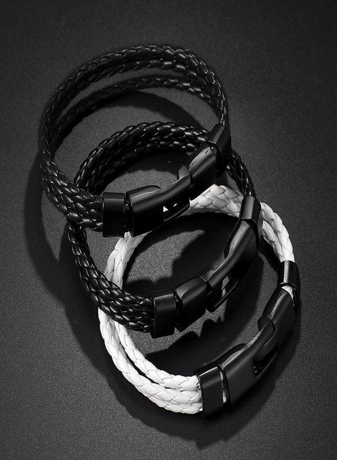 ZIVOM® Brown Triple Layer Braided Rope Leather Wrist Band/Wrap Bracelet for Men - Image 5