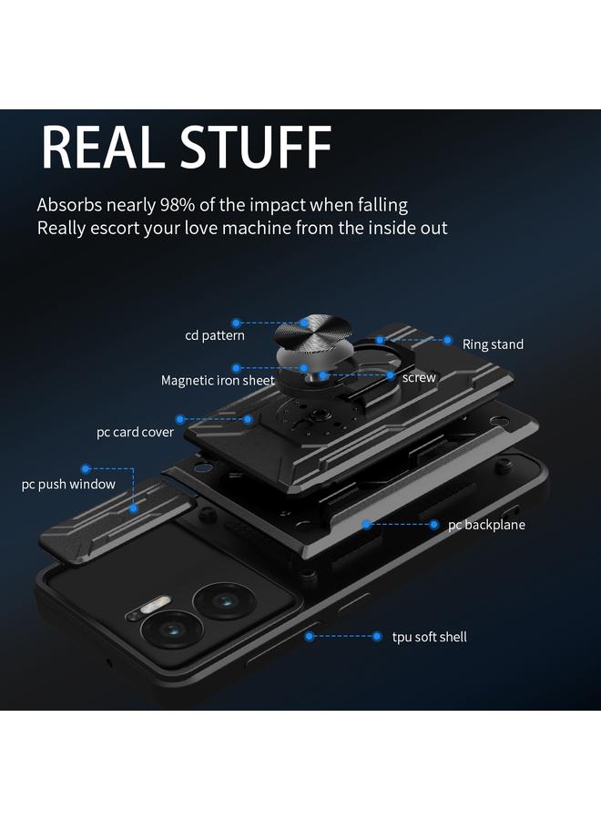 اس-توب جراب لهاتف Redmi 10 5G Sliding Camshield TPU+PC جراب هاتف مع فتحة بطاقة - Image 4