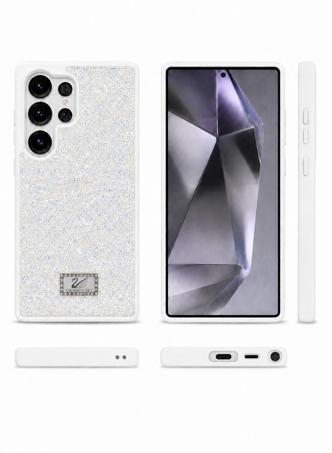 VR CREATIVE Luxury Sparkling Crystal Rhinestone Protective Phone Case Cover for Samsung Galaxy S24 Ultra – White - Image 3