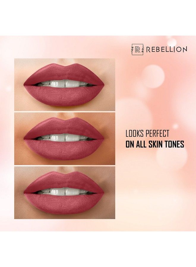REBELLION Matte Perfection Lip Crayon ; 2.4 Gm ; Vegan ; Alcoholfree ; ; Longlasting Formula ; With Shea Butter Cocoa Butter Jojoba Oil & Moringa Oil ; Hydrating ; Sleek Look (Brave Pink 10) - Image 5