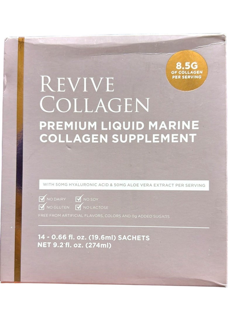 Revive Collagen Premium 8,500mg Hydrolyzed Marine Collagen Supplements Drink with Added Hyaluronic Acid & Aloe Vera for Healthy Skin, Hair, Nails & Joints | Lemon & Lime (14 Days Supply) - Image 1