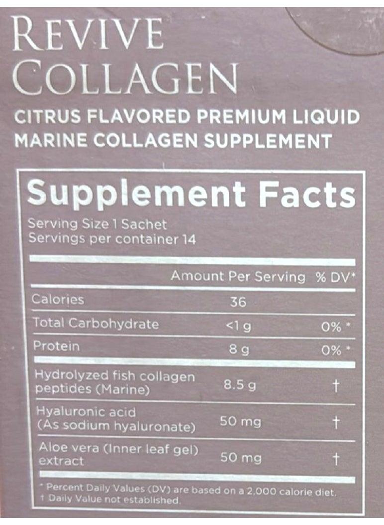 Revive Collagen Premium 8,500mg Hydrolyzed Marine Collagen Supplements Drink with Added Hyaluronic Acid & Aloe Vera for Healthy Skin, Hair, Nails & Joints | Lemon & Lime (14 Days Supply) - Image 2