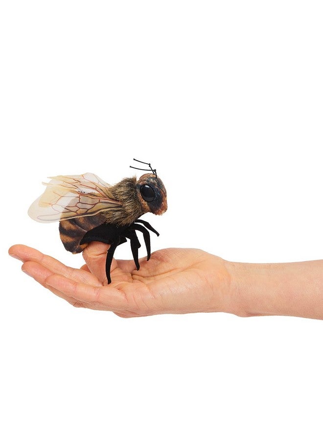 Folkmanis Mini Bee Finger Puppet,Black; Orange-Yellow - Image 1