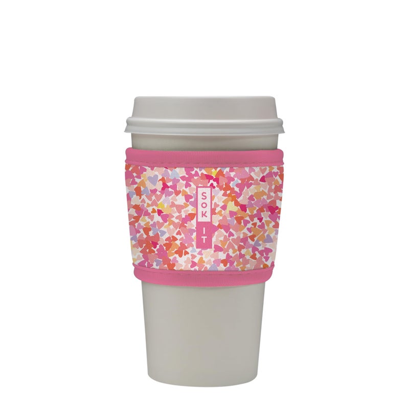 Sok It Hot Sok Coffee & Tea Reusable Insulated Neoprene Cup Sleeve (Floral Hearts) - Image 1