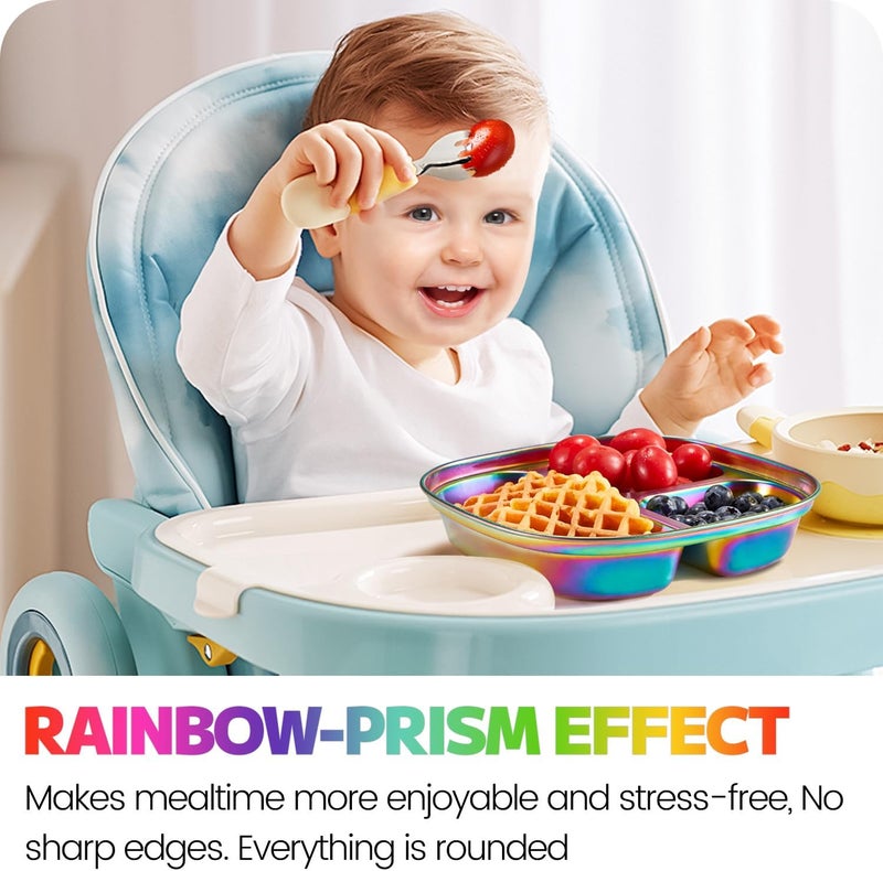 MIMORE Stainless Steel Kids Plates  5 Pack Toddler Plates with Lids  Non Toxic  Divided - Image 5