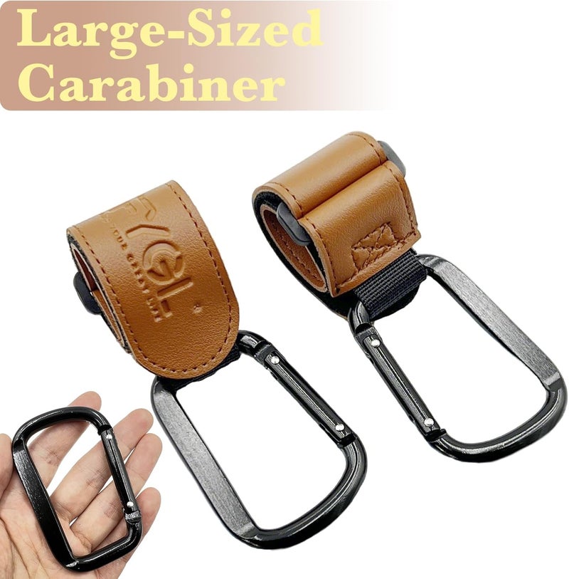 FYGL Salt mist resistant Stroller-Hooks - Adjustable Stroller Carabiner Clips, Universal Stroller Clips and Hooks for Parents and Travelers - Ideal Stroller Accessories for Shopping, Travel, and Baby Gear - Brown, 2 Pack Stain resistant - Image 5