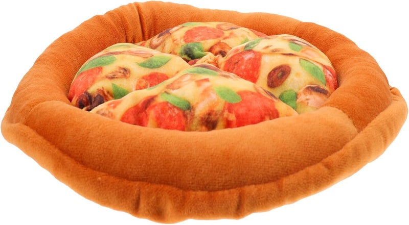 TOYANDONA Creative Pizza Shaped Cat Bed with Squeaky Dog 24x24cm Plush Indoor Winter Cat Nest Warm Soft Sleeping Mat and Small Dogs - Image 1
