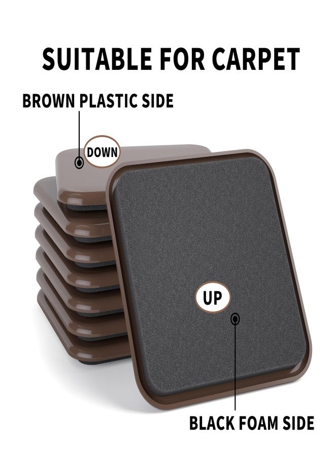 Yelanon Furniture Sliders, 20 pcs-3 1/2” Square Brown Furniture Sliders for Carpet, Heavy Duty Furniture Movers Sliders, Reusable Furniture Moving Pads, Floor Protectors for Carpet - Image 4