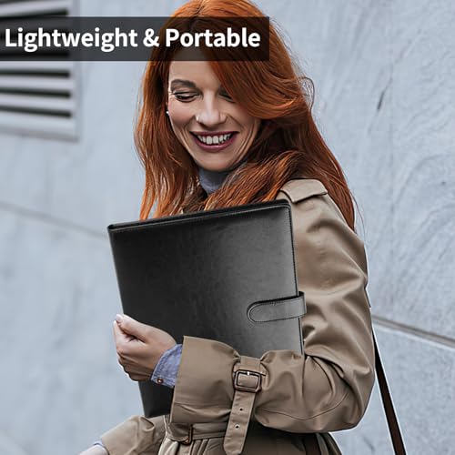 MOWPOG Professional Padfolio with Clipboard, Faux Leather Portfolio Folder Binder, Legal Pad Holder for A4 Letter Size Notepad, Resume, Writing Pad, Ideal Organizer for Business Office Conference, Black - Image 5