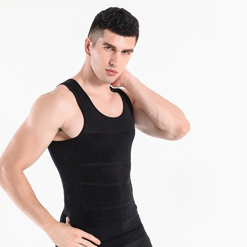 Mens 140D Slimming Shapewear Tank White  - Image 5