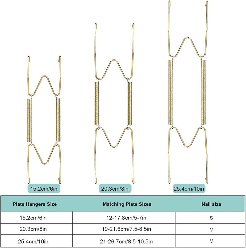 EEEKit 12 Pieces Invisible Steel Wall Plates Hangers Decorative Sheet Metal Hangers in Various Sizes with 12 Wall Hooks for Decorative Plates and Art (6/8/10 Inch) - Image 2