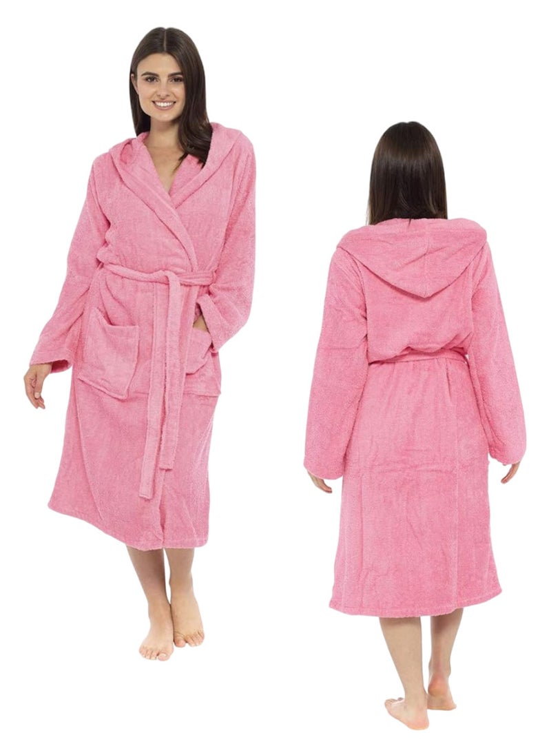 White Rose Pink Color Luxury Suite Terry Bath Robe Medium Sizes  - Image 3
