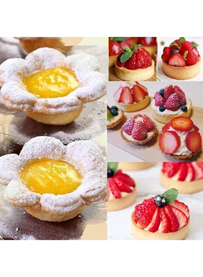 DUNISO 3-Pack Egg Tart Shell Mold Kit, Plastic Pastry Creative Cake Cup Mold, Cupcake Muffin Mold, Egg Tart Shell Cutter, Flower Shape/Round Dough Cookie Mold  - Image 4