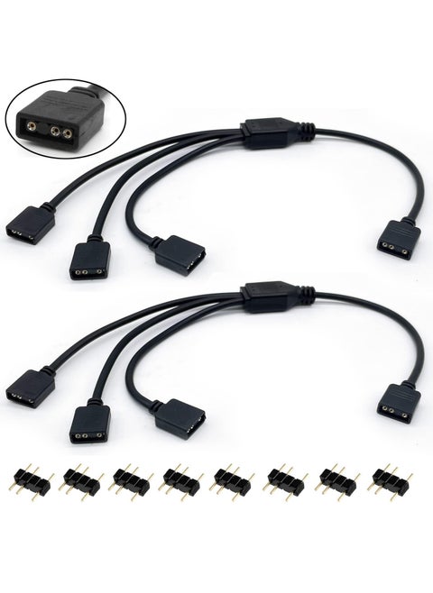 1-to-3 ARGB Splitter Cable, 5V 3Pin Addressable RGB 1 to 3 Splitter Cable with Male Pins for Computer Chassis, CPU Cooler and 5V ARGB Fan (2 Pack)