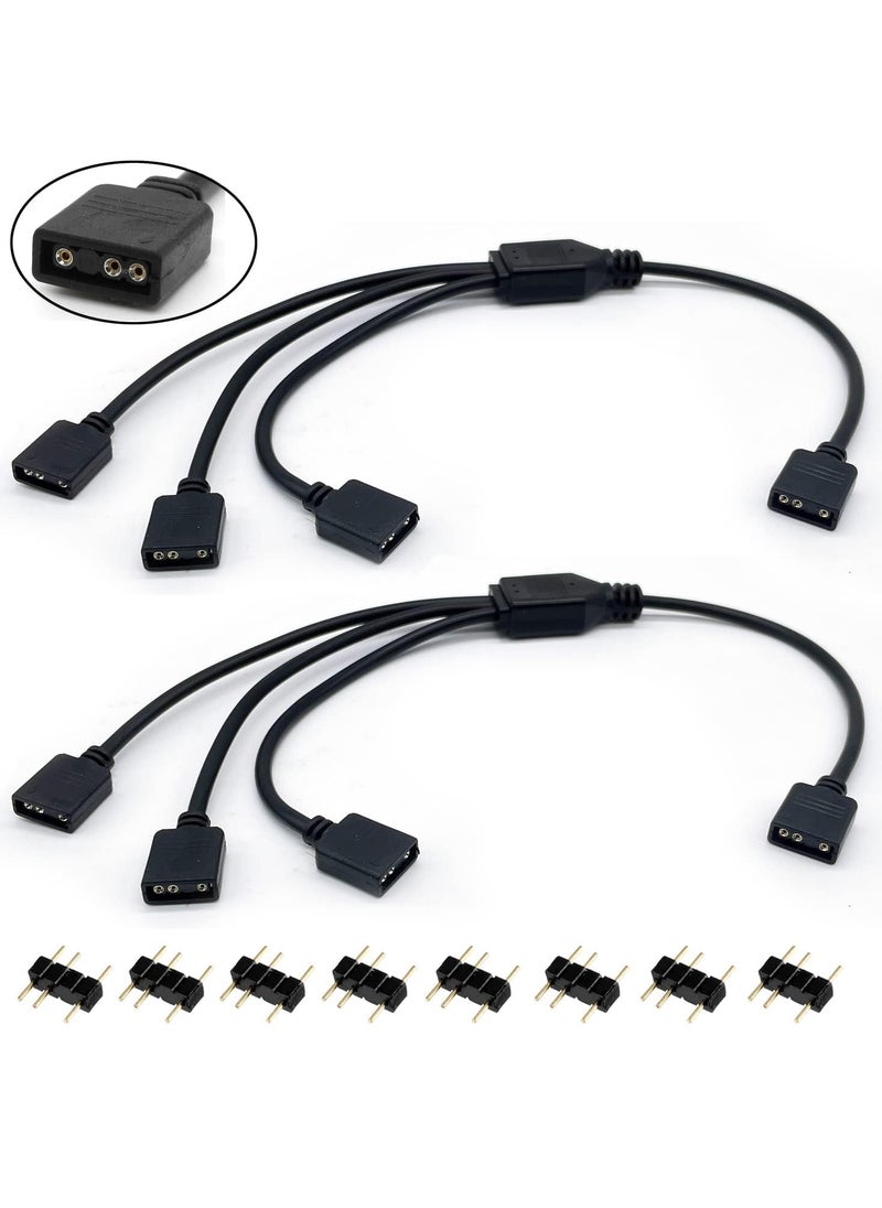 erorex - 1-to-3 ARGB Splitter Cable, 5V 3Pin Addressable RGB 1 to 3 Splitter Cable with Male Pins for Computer Chassis, CPU Cooler and 5V ARGB Fan (2 Pack) - Image 1