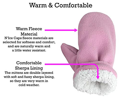 N'Ice Caps Baby Toddler Mittens Kids 2 Pairs Fleece Gloves Winter Warm Sherpa Lined (Pink/Fuchsia Pack, 4-6 Years) - Image 5