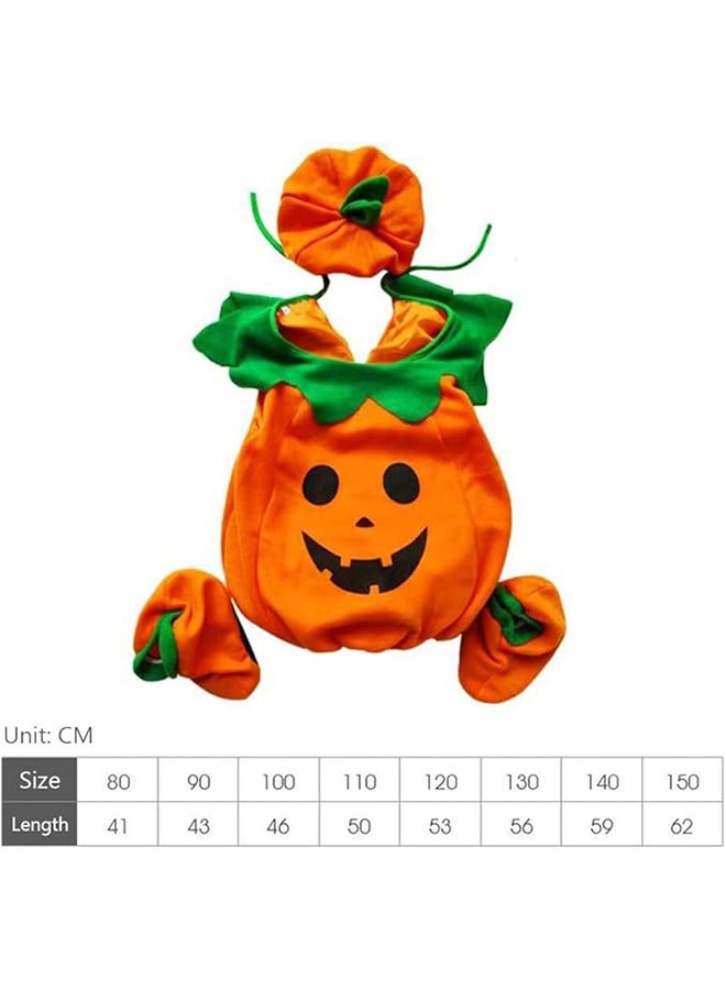 JCB CHIC Halloween Kids Pumpkin Costume, Orange Pumpkin Dress Up with Hat and Socks for Girls and Boys, Cartoon Stage Performance Costume for Halloween Birthday Party(110cm) - Image 3