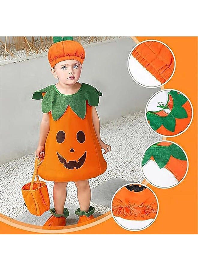 JCB CHIC Halloween Kids Pumpkin Costume, Orange Pumpkin Dress Up with Hat and Socks for Girls and Boys, Cartoon Stage Performance Costume for Halloween Birthday Party(110cm) - Image 4