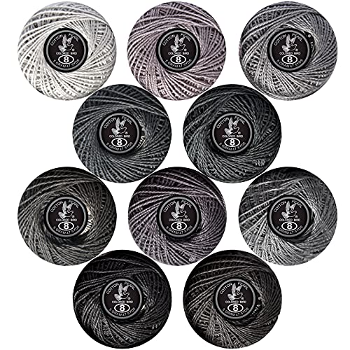 Colored BIRDCrochet Thread Size 8 Crochet Yarn2 Ply Cotton Yarn 10 Balls Grey Series - Image 1
