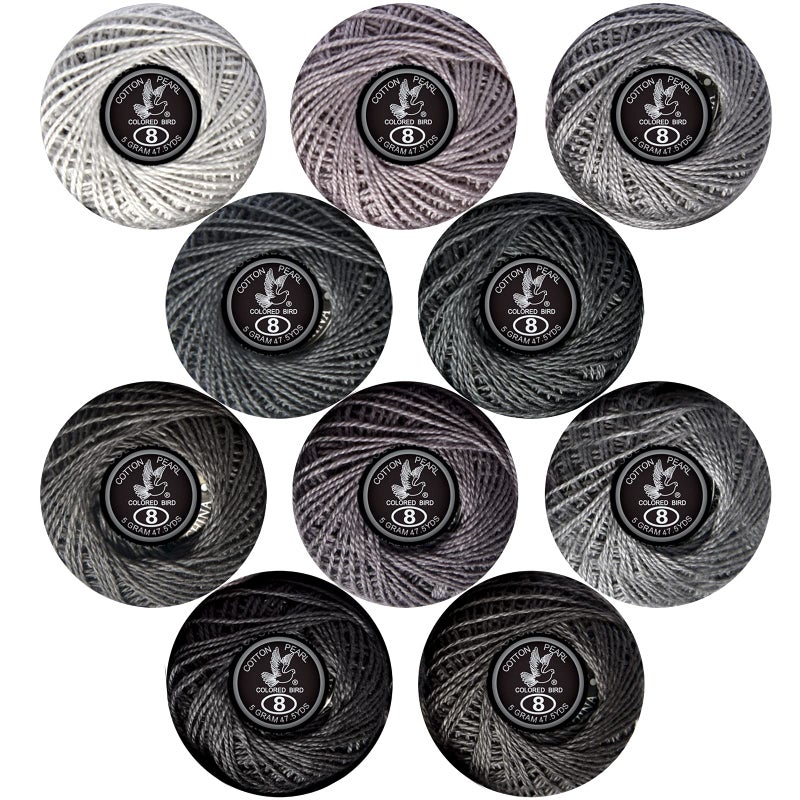Colored BIRDCrochet Thread Size 8 Crochet Yarn2 Ply Cotton Yarn 10 Balls Grey Series - Image 2