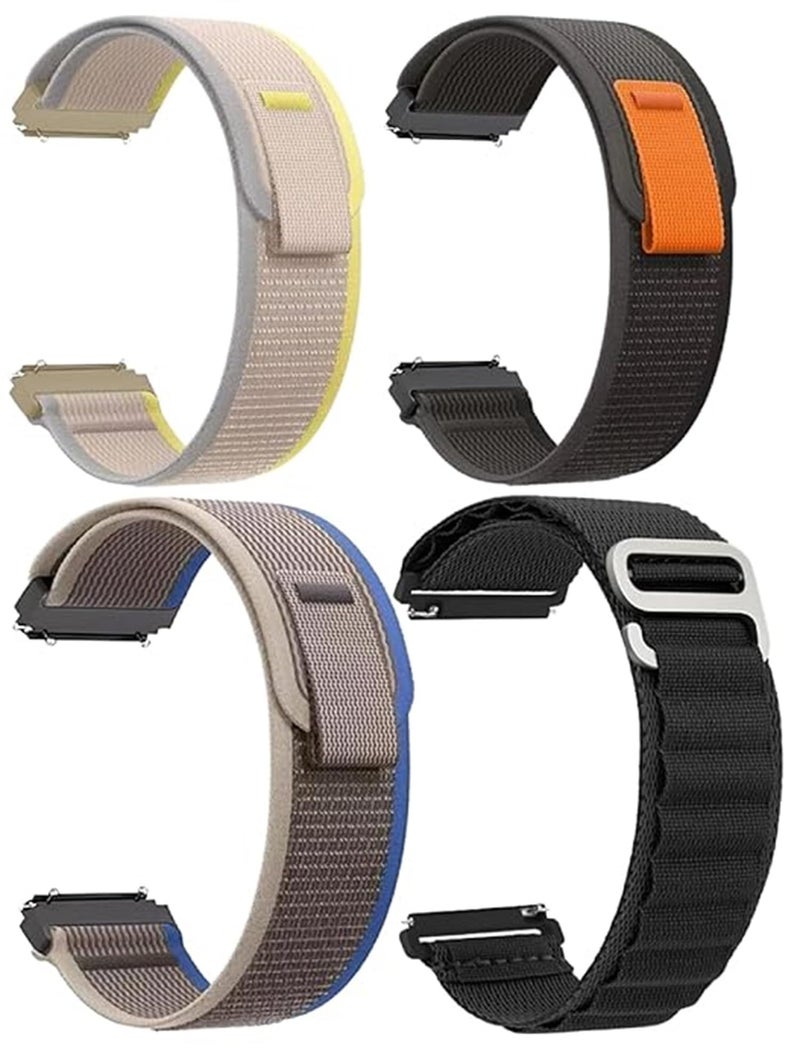 PEFKO PKFW01 22mm Smart Watch Straps/Bands/Loop [ Combo Pack Of 4 ] (YELLOW/BLACK/BLUE/BLACK) - Image 1