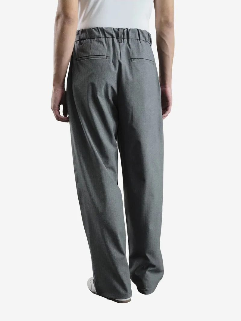 Giesto Grey GIESTO Mid Waist Pleated Palazzo Pants for Men | Best Price UAE