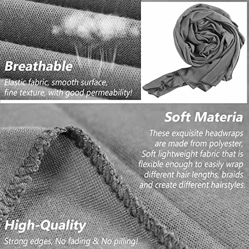 PWEOUKE 4 Pieces Long Stretch Turban Head Wrap for Black Women Solid Color Knit Hair Scarf Breathable Wrap Scarf for Night Lightweight Jersey Tie Headbands - Image 3