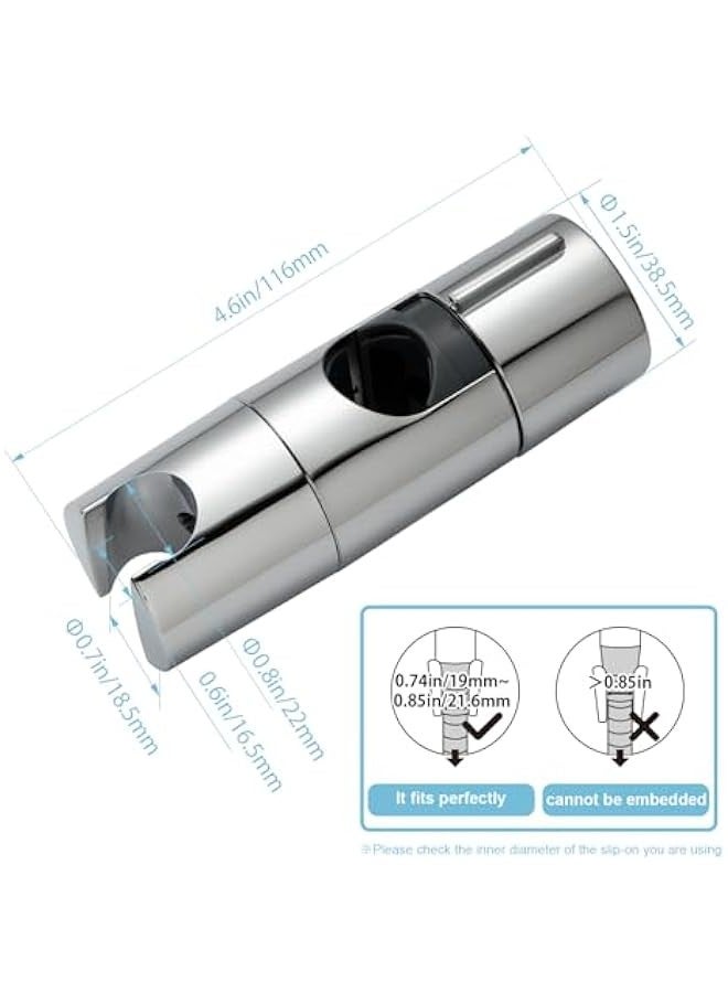 Adjustable Shower Head Bracket for Slide Bar Detachable Clamp Holder 360 Degree Rotating Chrome Finish Compatible with Hand Showers 19 to 25 Millimeters Diameter - Image 2