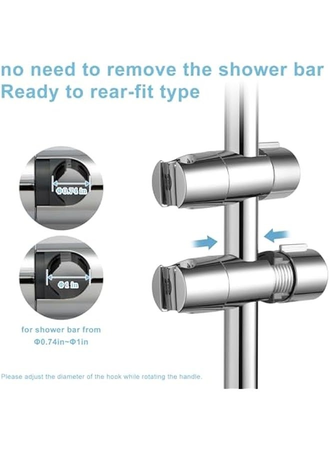 Adjustable Shower Head Bracket for Slide Bar Detachable Clamp Holder 360 Degree Rotating Chrome Finish Compatible with Hand Showers 19 to 25 Millimeters Diameter - Image 3