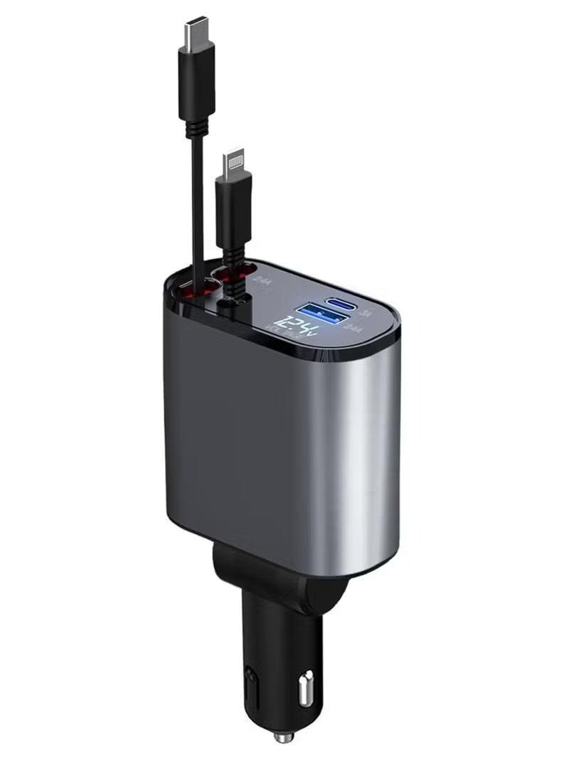 Super Fast Car Charger 120wt With Telescopic Cable - Image 1