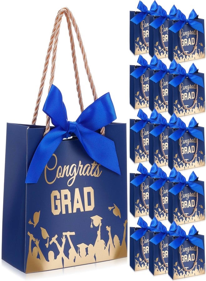 Tenceur 40 Pack Mini Graduation Gift Bag with Ribbon 5.5 x 2.4 x 4.7 Inch 2026 Congrats Grad Party Favor Bag Small Graduation Goodies Candy Snack Packing with Handle for Congratulation Decor, Blue - Image 1