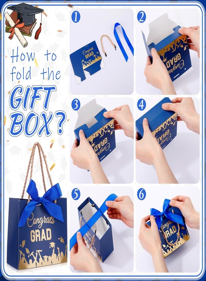 Tenceur 40 Pack Mini Graduation Gift Bag with Ribbon 5.5 x 2.4 x 4.7 Inch 2026 Congrats Grad Party Favor Bag Small Graduation Goodies Candy Snack Packing with Handle for Congratulation Decor, Blue - Image 3