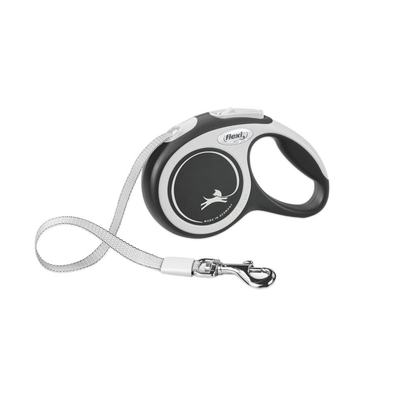 FLEXI® New Comfort Tape Retractable Dog Leash for Large Dogs Upto 110 lbs. – 26 ft., Nylon, Grey/Black| Tangle Free Pet Walking Leash with One-Handed Brake, Pause, Lock |German Quality Product - Image 1