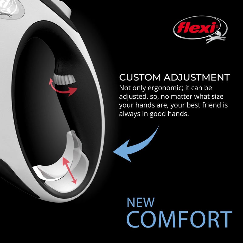 FLEXI® New Comfort Tape Retractable Dog Leash for Large Dogs Upto 110 lbs. – 26 ft., Nylon, Grey/Black| Tangle Free Pet Walking Leash with One-Handed Brake, Pause, Lock |German Quality Product - Image 3