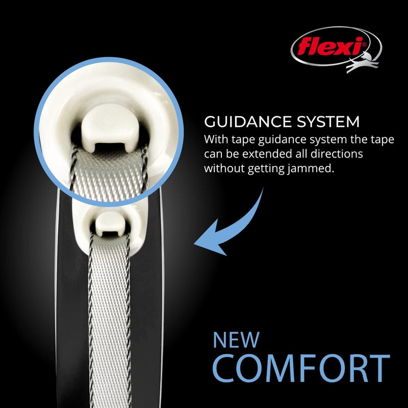 FLEXI® New Comfort Tape Retractable Dog Leash for Large Dogs Upto 110 lbs. – 26 ft., Nylon, Grey/Black| Tangle Free Pet Walking Leash with One-Handed Brake, Pause, Lock |German Quality Product - Image 4