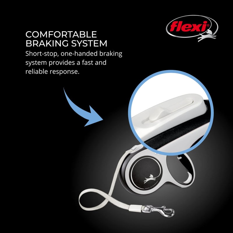 FLEXI® New Comfort Tape Retractable Dog Leash for Large Dogs Upto 110 lbs. – 26 ft., Nylon, Grey/Black| Tangle Free Pet Walking Leash with One-Handed Brake, Pause, Lock |German Quality Product - Image 5