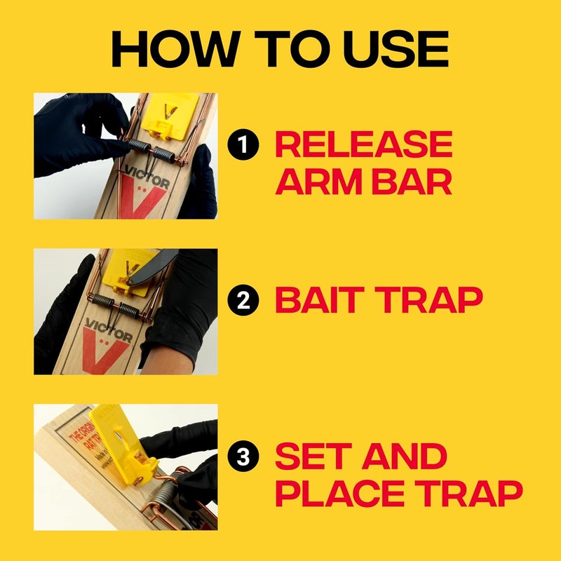 Victor Wide Pedal Rat Traps - 9 Pack, Easy Set Plastic Pedal, Humane Snap Design - Image 4