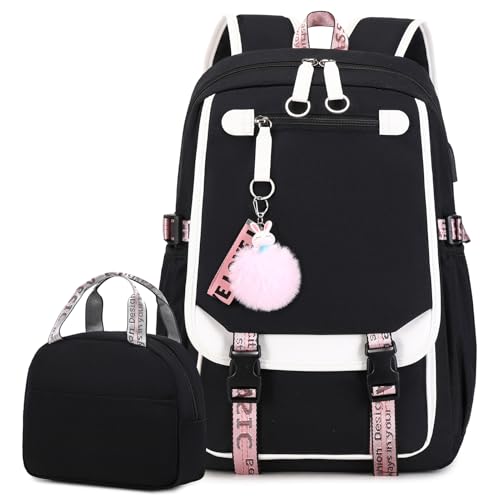 Bevalsa School Backpack for Girls, Girls Backpack with Lunch Box, Bookbag for Kids Elementary Middle School Student 21L Children Schoolbag - Image 1