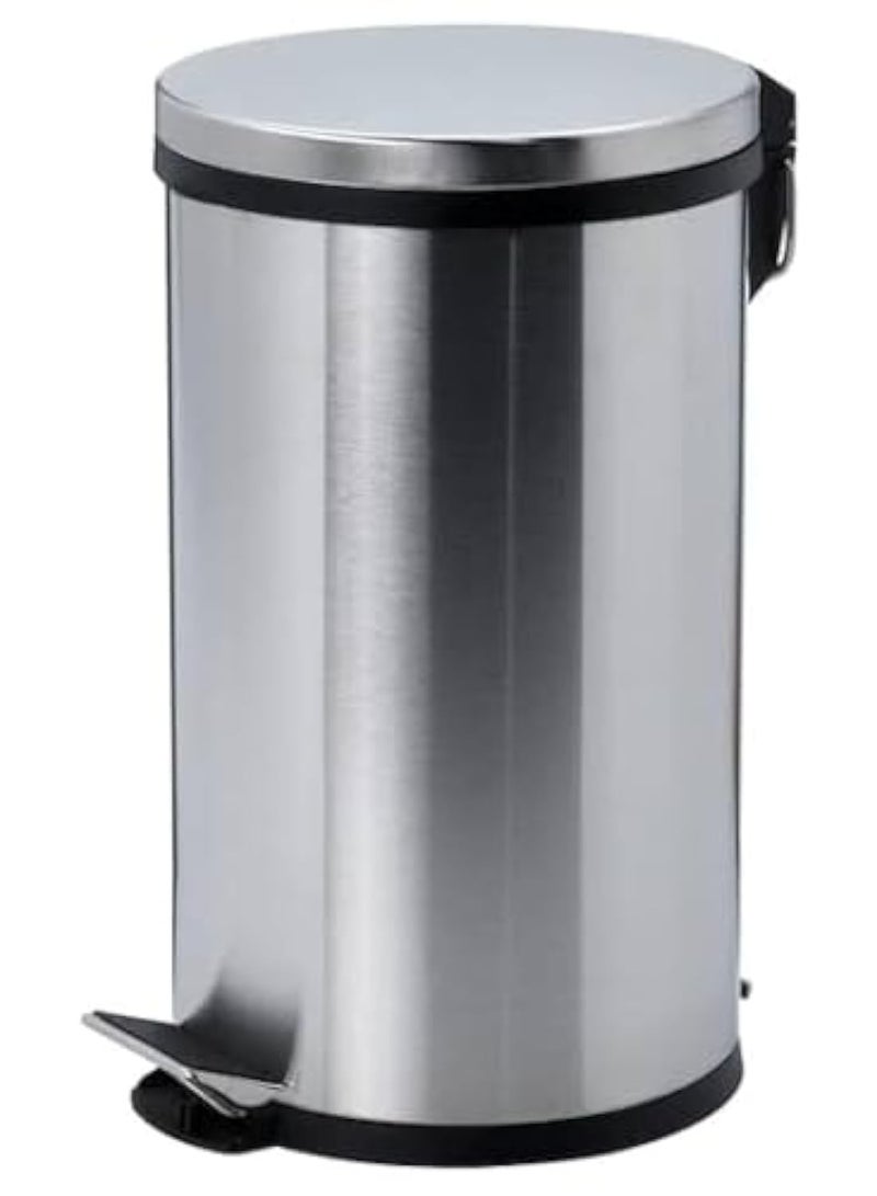 Turkish Stainless Steel Swing Lid Waste Bin with Foot Pedal and Plastic Inner for Easy Cleaning Silver 20 Litre Top Open - Image 1