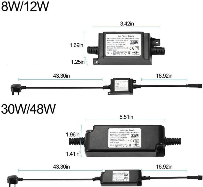 INDARUN LED Driver Adapter 30W 12V, LED Power Supply Waterproof IP67, Low Voltage Led Transformers for /FVTLED/GEYUEYA Home Led Decking Light - Image 2
