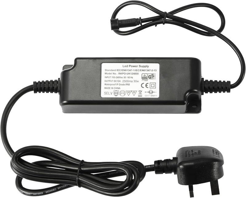 INDARUN LED Driver Adapter 30W 12V, LED Power Supply Waterproof IP67, Low Voltage Led Transformers for /FVTLED/GEYUEYA Home Led Decking Light - Image 1