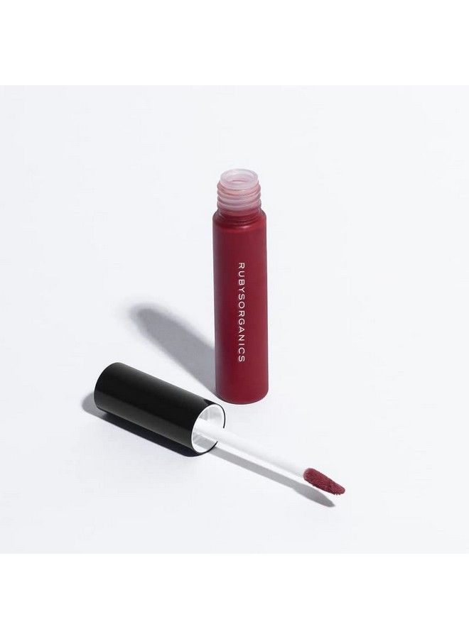 Ruby's Organics أحمر شفاه سائل كريمي ؛ لون عالي الصبغة بلمسة مخملية ناعمة مرطب مغذي ؛ مكياج طبيعي عضوي نباتي خالي من البارابين للشفاه الجافة ؛ قرمزي 6.5 مل - Image 4
