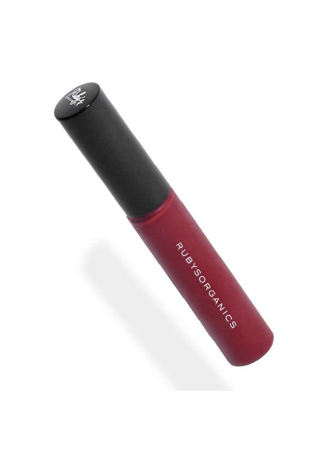 Ruby's Organics أحمر شفاه سائل كريمي ؛ لون عالي الصبغة بلمسة مخملية ناعمة مرطب مغذي ؛ مكياج طبيعي عضوي نباتي خالي من البارابين للشفاه الجافة ؛ قرمزي 6.5 مل - Image 3