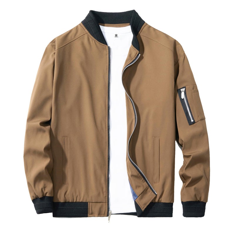 URBANFIND Mens Slim Fit Lightweight Sportswear Jacket Casual Bomber Jacket US S Coffee