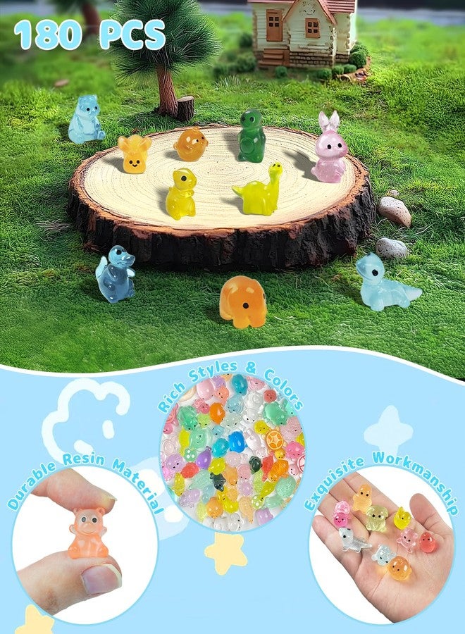 Piemow 180 Pcs Mini Resin Animals Kit - Luminous Tiny Resin Animals Figurines Accessories for Aquarium Fairy Garden Bonsai Decor - Image 2